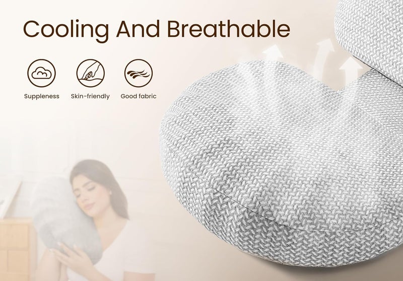 Tinkerz Pregnancy Pillow for Sleeping Memory Foam Pillow for Side Sleeper, Maternity Pillow Support for Back, Belly, Hips for Pregnant Women - Image 4